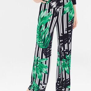 Chico's Travelers Palazzo Pants Palm Stripe Print